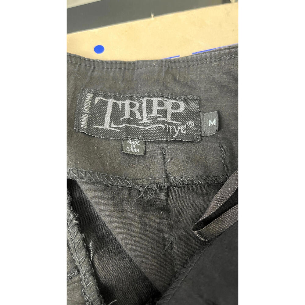 VTG TRIPP NYC Black Pinstripe Mini Skirt Pleats Micro GOTH Y2K Emo  M - Picture 5 of 5